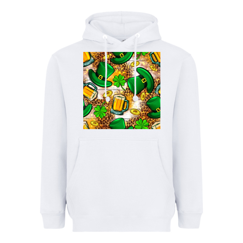 St. Patricks Day Hat Digital Paper Heavyweight Hoodie by BundleAndBundleShop | Teevron
