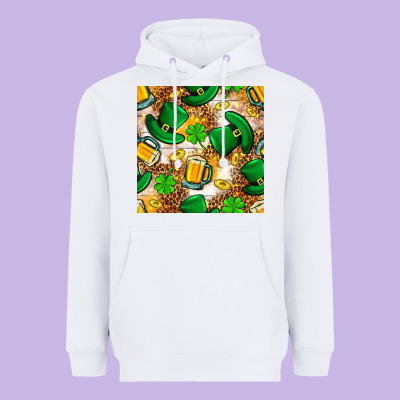 St. Patricks Day Hat Digital Paper Heavyweight Hoodie Designed By Bundleandbundleshop