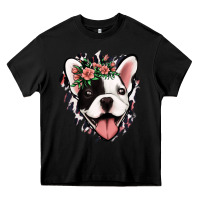 Black french bulldog floral Heavy Core Tee - Jasminsmagicworld