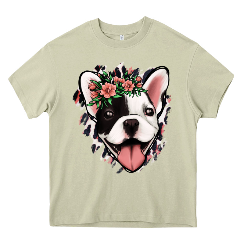 French Bulldog Floral Heavy Core Tee by Jasminsmagicworld | Teevron