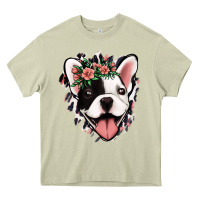Mossy french bulldog floral Heavy Core Tee - Jasminsmagicworld