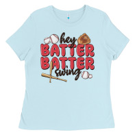 Baby Blue hey batter batter swing Ladies Tee - MaliasSmallBusiness