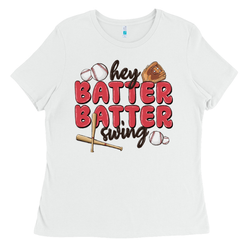 Hey Batter Batter Swing Ladies Tee by MaliasSmallBusiness | Teevron