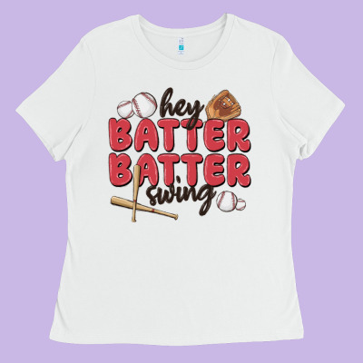 Hey Batter Batter Swing Ladies Tee Designed By Maliassmallbusiness