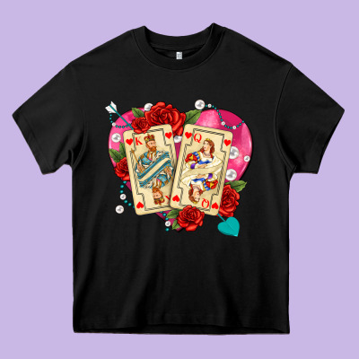 Playing Cards Roses And Pearls Heavy Core Tee Designed By Adodesignshop