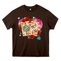 Chocolate Brown playing cards roses and pearls Heavy Core Tee - AdoDesignShop