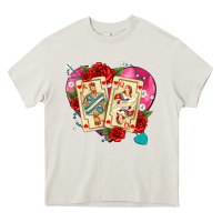 Cream playing cards roses and pearls Heavy Core Tee - AdoDesignShop
