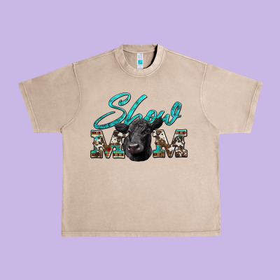 Show Mom Aztec Cowhide Black Angus Urban Heavy Tee Designed By Artiststas