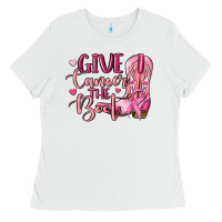 White give cancer the boot Ladies Tee - MaliasSmallBusiness