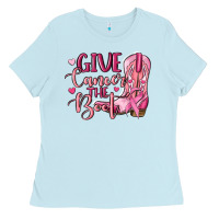 Baby Blue give cancer the boot Ladies Tee - MaliasSmallBusiness