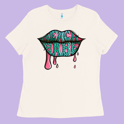 Beach Babe Leopard Lips Ladies Tee Designed By Jasminsmagicworld