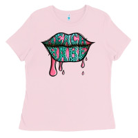 Bubblegum Pink beach babe leopard lips Ladies Tee - Jasminsmagicworld