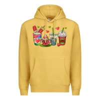 Antique Gold watermelon summer coffee cups Premium Hoodie - OliviaCreatesArt