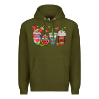 Army Green watermelon summer coffee cups Premium Hoodie - OliviaCreatesArt