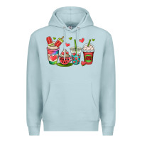 Blue Mist watermelon summer coffee cups Premium Hoodie - OliviaCreatesArt