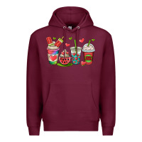 Burgundy watermelon summer coffee cups Premium Hoodie - OliviaCreatesArt