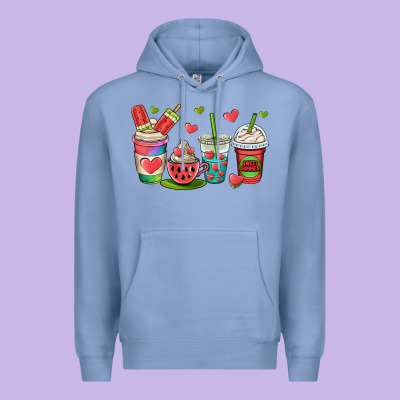 Watermelon Summer Coffee Cups Premium Hoodie Designed By Oliviacreatesart
