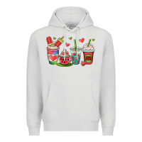 Dove Grey watermelon summer coffee cups Premium Hoodie - OliviaCreatesArt
