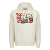 Oatmeal Heather watermelon summer coffee cups Premium Hoodie - OliviaCreatesArt
