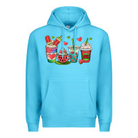 Ocean Blue watermelon summer coffee cups Premium Hoodie - OliviaCreatesArt