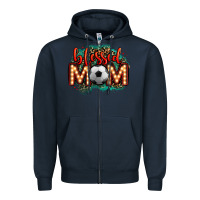 Navy blessed soccer mom lightbulb letters Zipper Hoodie - OliviaCreatesArt
