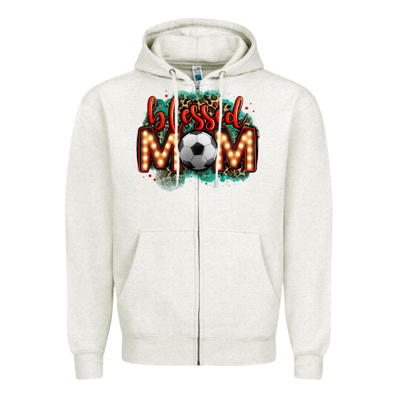 Blessed Soccer Mom Lightbulb Letters Zipper Hoodie by OliviaCreatesArt | Teevron