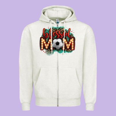 Blessed Soccer Mom Lightbulb Letters Zipper Hoodie Designed By Oliviacreatesart