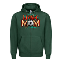 Sports Green blessed soccer mom lightbulb letters Zipper Hoodie - OliviaCreatesArt