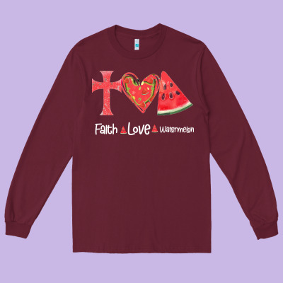 Faith Love Watermelon Long Sleeve Tee Designed By Bettercallsaul