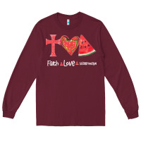 Burgundy Faith Love Watermelon Long Sleeve Tee - Bettercallsaul