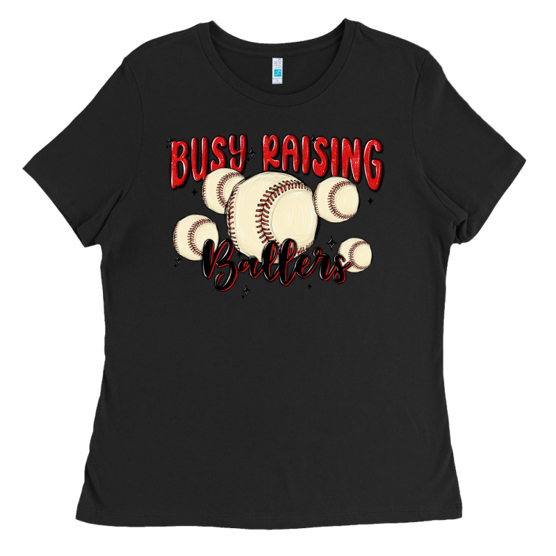Busy Raising Ballers Ladies Tee by MaliasSmallBusiness | Teevron