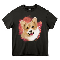 Asphalt corgi peach watercolor background Heavy Core Tee - Jasminsmagicworld