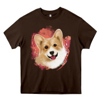 Corgi Peach Watercolor Background Heavy Core Tee | Teevron