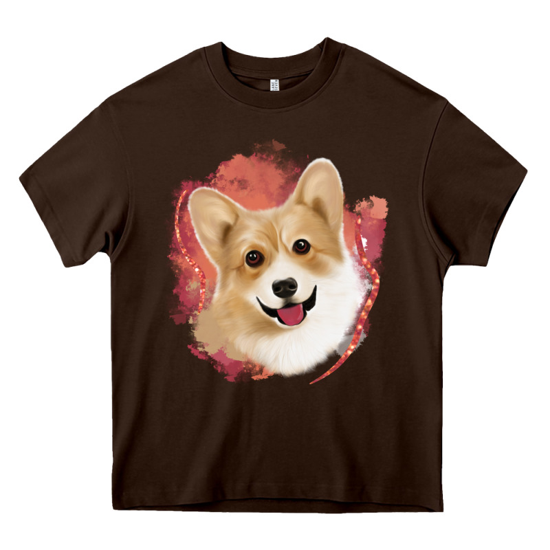 Corgi Peach Watercolor Background Heavy Core Tee by Jasminsmagicworld | Teevron