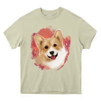 Mossy corgi peach watercolor background Heavy Core Tee - Jasminsmagicworld