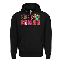 Black stupid cupid with cupid olivia Zipper Hoodie - OliviaCreatesArt