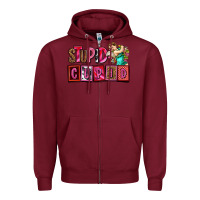 Burgundy stupid cupid with cupid olivia Zipper Hoodie - OliviaCreatesArt