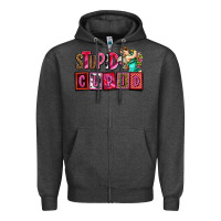 Charcoal Heather stupid cupid with cupid olivia Zipper Hoodie - OliviaCreatesArt