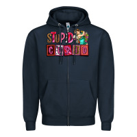 Navy stupid cupid with cupid olivia Zipper Hoodie - OliviaCreatesArt