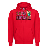 Red stupid cupid with cupid olivia Zipper Hoodie - OliviaCreatesArt