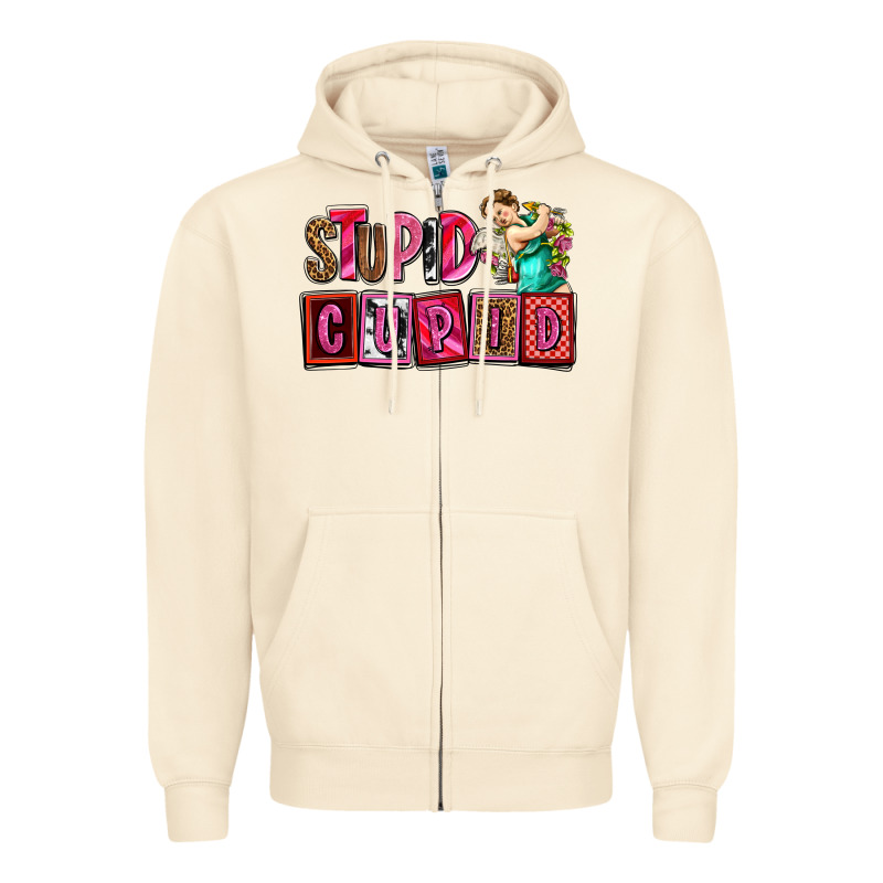 Stupid Cupid With Cupid Olivia Zipper Hoodie by OliviaCreatesArt | Teevron