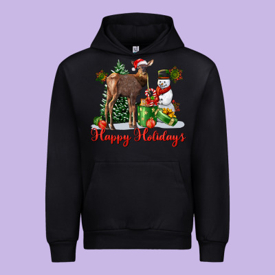Happy Holidays Baby Deer Urban Hoodie Designed By Lillyallendesigns