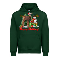 Forest Green happy holidays baby deer Urban Hoodie - LillyAllenDesigns