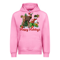 Fuchsia Pink happy holidays baby deer Urban Hoodie - LillyAllenDesigns