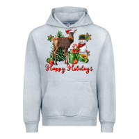 Heather Grey happy holidays baby deer Urban Hoodie - LillyAllenDesigns