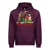 Mauve Wine happy holidays baby deer Urban Hoodie - LillyAllenDesigns