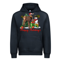 Navy happy holidays baby deer Urban Hoodie - LillyAllenDesigns