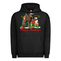 Pigment Black happy holidays baby deer Urban Hoodie - LillyAllenDesigns