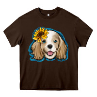 Chocolate Brown cocker spaniel sunflower Heavy Core Tee - Jasminsmagicworld