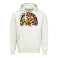 Oatmeal Heather mardi gras rainbow Zipper Hoodie - OliviaCreatesArt